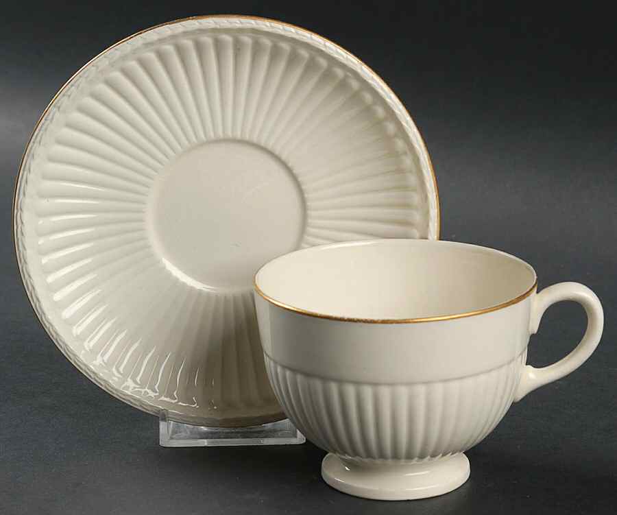 Edme (Gold Trim) Footed Cup & Saucer Set by Wedgwood-1