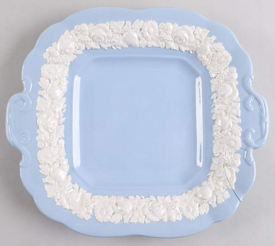 Rose (Cream Color on Lavender) Handled Cake Plate by Wedgwood-1