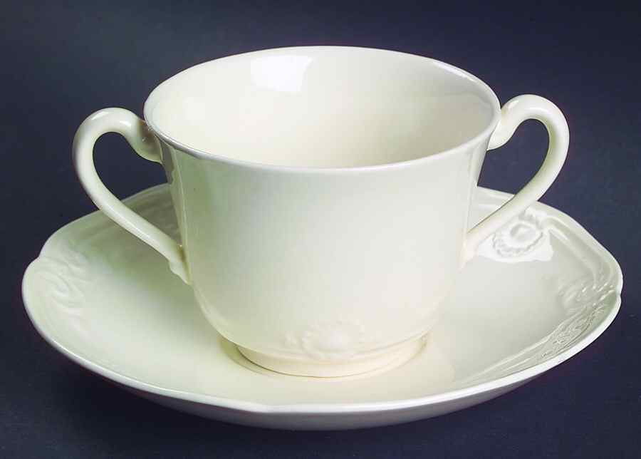 Regency Cream Flat Bouillon Cup & Saucer by Wedgwood-1