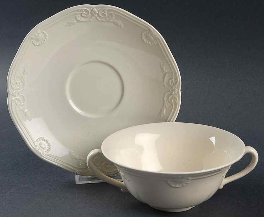 Regency Cream Flat Cream Soup Bowl & Saucer Set by Wedgwood-1