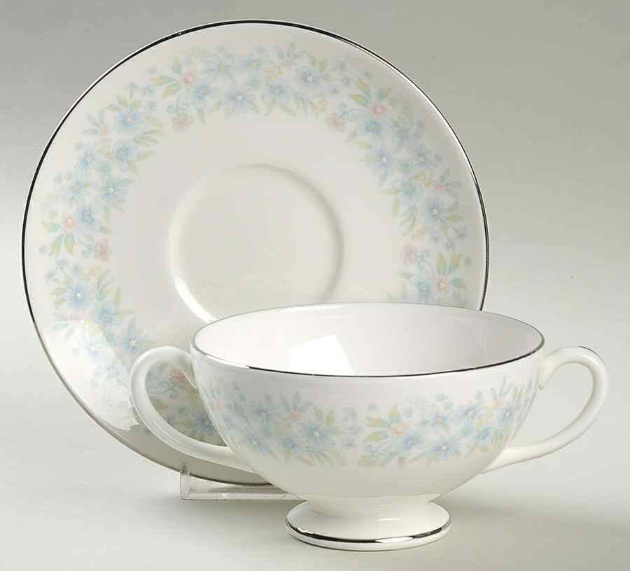 Wyndham Footed Cream Soup Bowl & Saucer Set by Wedgwood-1