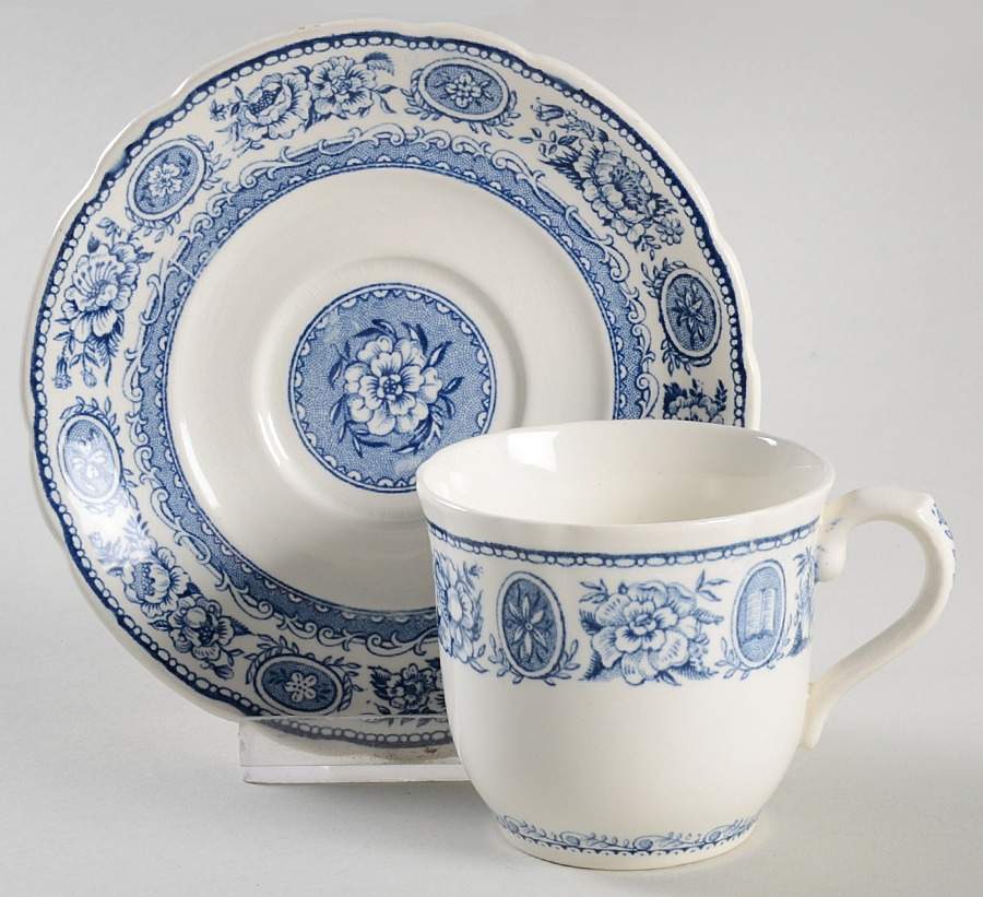 Yale University Blue (Not Embossed) Flat Demitasse Cup & Saucer Set by Wedgwood-1
