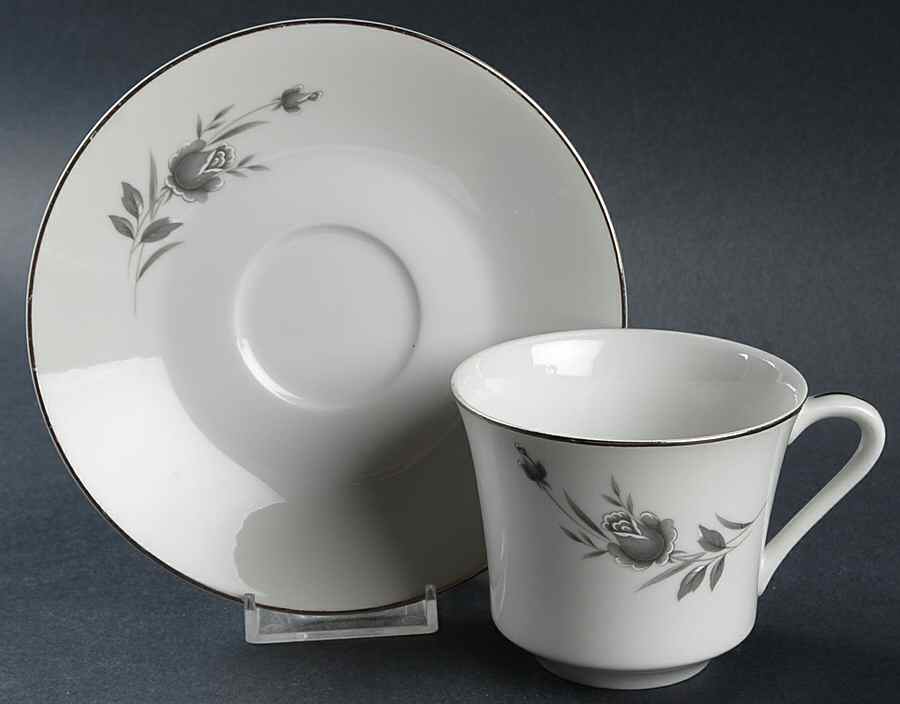 Maltese Rose Flat Cup & Saucer Set by Wyndham-1