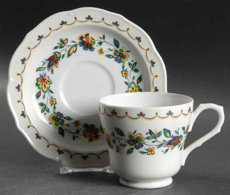 Wild Flowers Footed Cup & Saucer Set by Wyndham-1