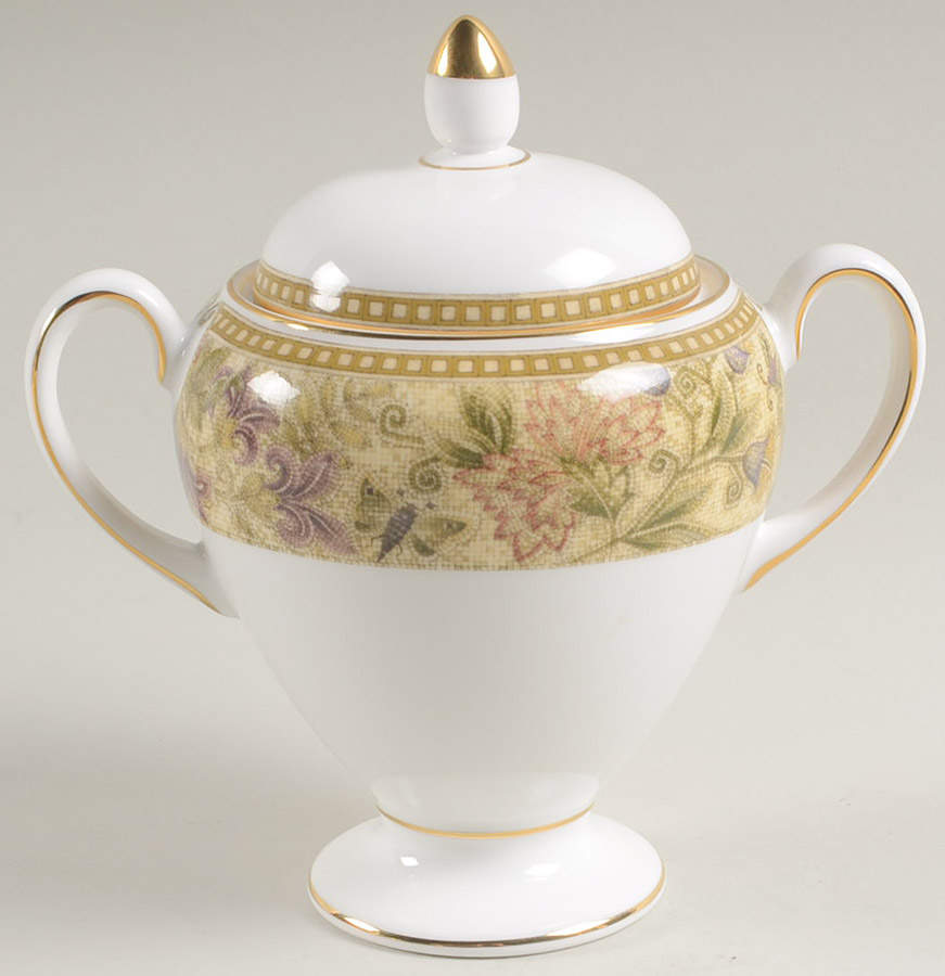 Floral Tapestry Globe Shape Sugar Bowl & Lid by Wedgwood-1