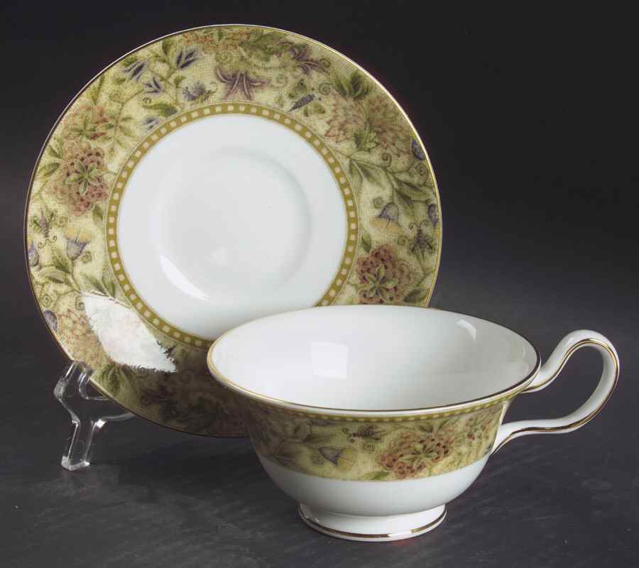 Floral Tapestry Peony Shape Footed Cup & Saucer Set by Wedgwood-1
