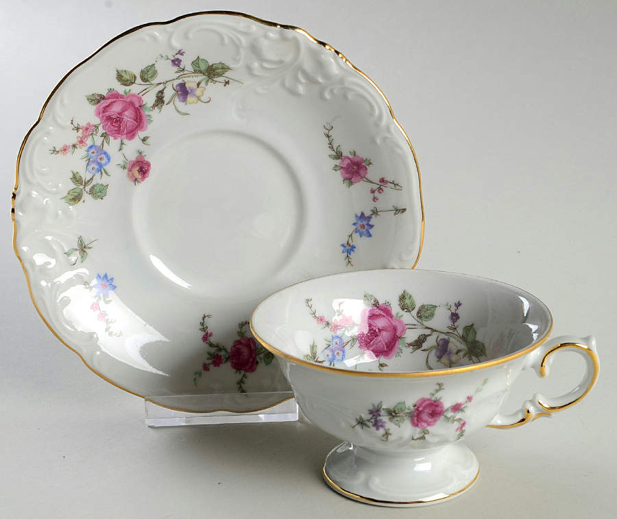 Sheraton Rose Footed Cup & Saucer Set by Wawel-1