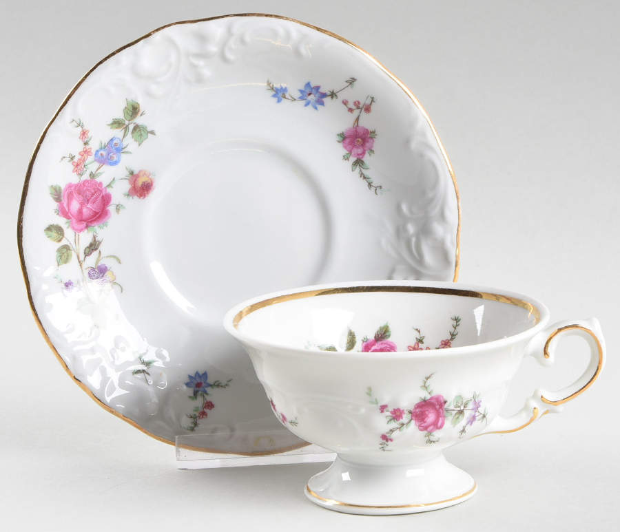 Sheraton Rose Footed Cup & Saucer Set by Wawel-1