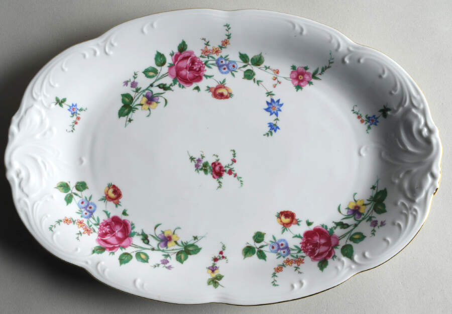 Sheraton Rose 13" Oval Serving Platter by Wawel-1