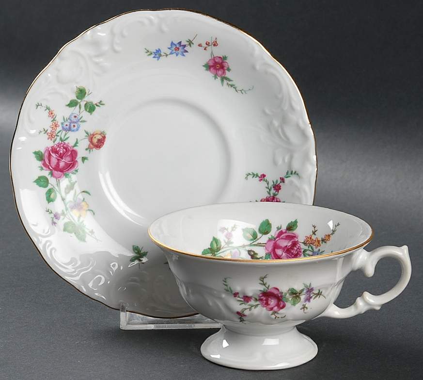 Sheraton Rose Footed Cup & Saucer Set by Wawel-1