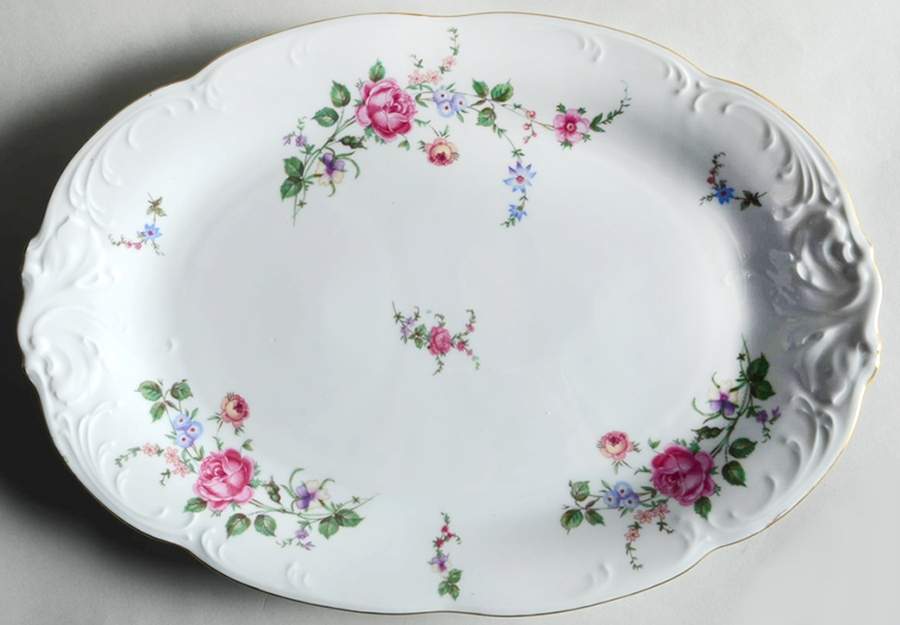 Sheraton Rose 15" Oval Serving Platter by Wawel-1