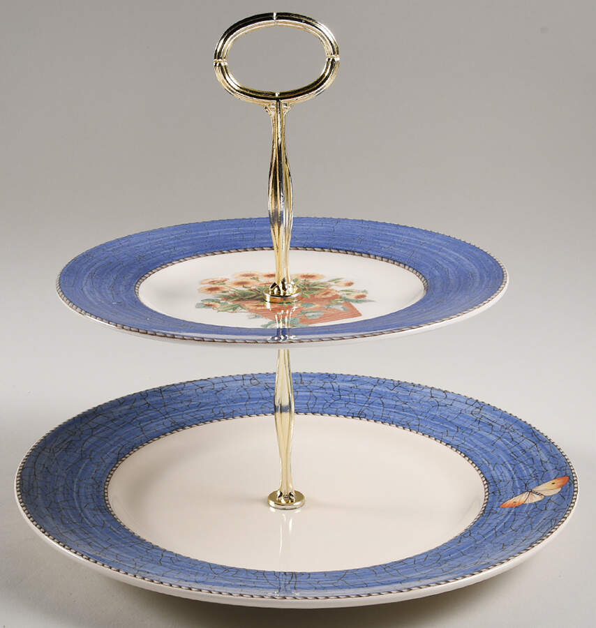 Sarah's Garden 6 5/8"-10"  2 Tiered Serving Tray (Dp, Sp) HC by Wedgwood-1