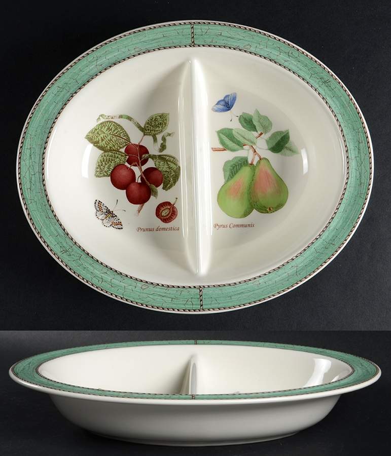 Sarah's Garden 11" Oval Divided Vegetable Bowl by Wedgwood-1