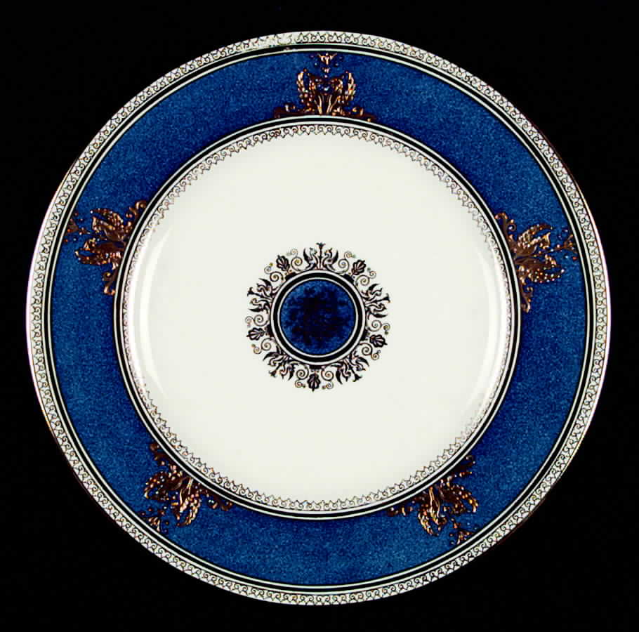 Columbia Powder Blue (Rim and Center, Gold Trim) Dinner Plate by Wedgwood-1