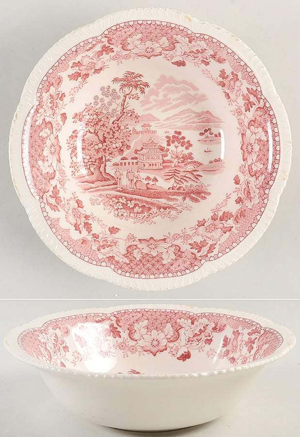 Seaforth Pink (Rope Edge, Scallop) 8" Round Vegetable Bowl by Wood & Sons-1