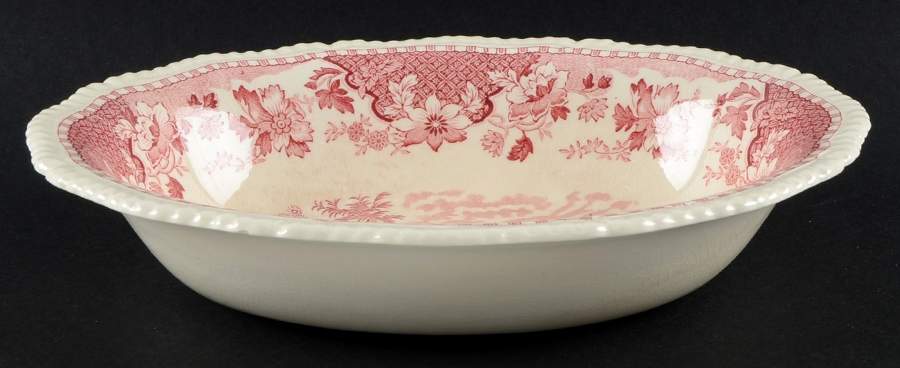 Seaforth Pink (Rope Edge, Scallop) 10" Oval Vegetable Bowl by Wood & Sons-1