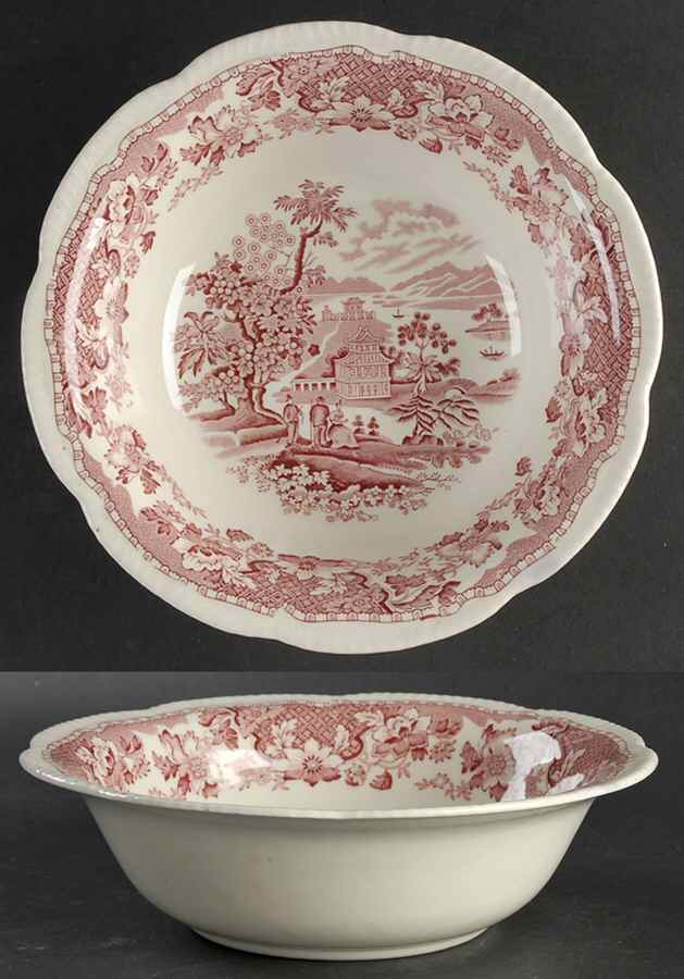 Seaforth Pink (Rope Edge, Scallop) 9" Round Vegetable Bowl by Wood & Sons-1