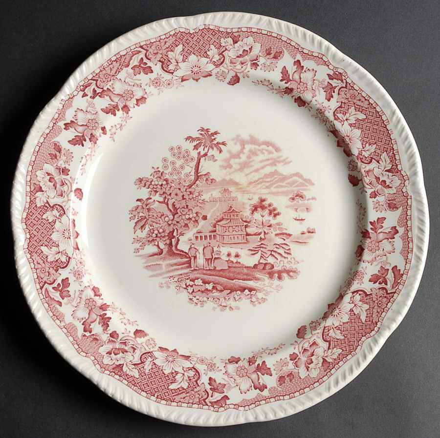 Seaforth Pink (Rope Edge, Scallop) 12" Chop Plate (Round Platter) by Wood & Sons-1