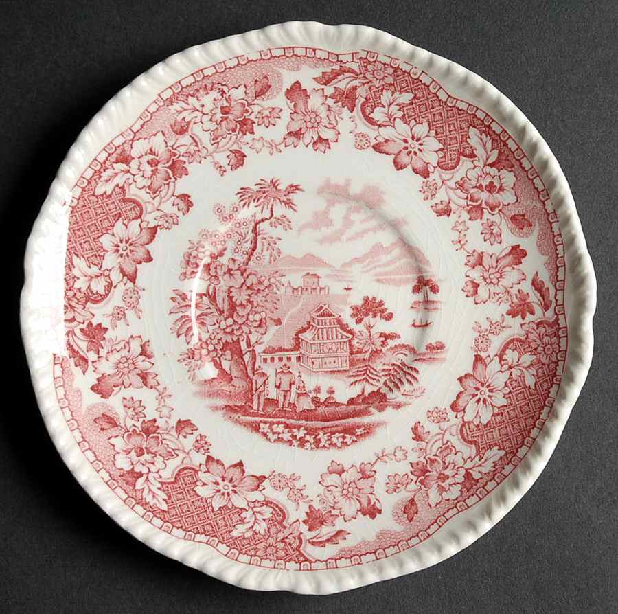 Seaforth Pink (Rope Edge, Scallop) Saucer for Cream Soup Bowl by Wood & Sons-1