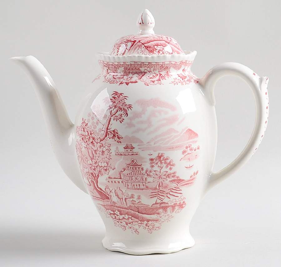 Seaforth Pink (Rope Edge, Scallop) Coffee Pot & Lid by Wood & Sons-1