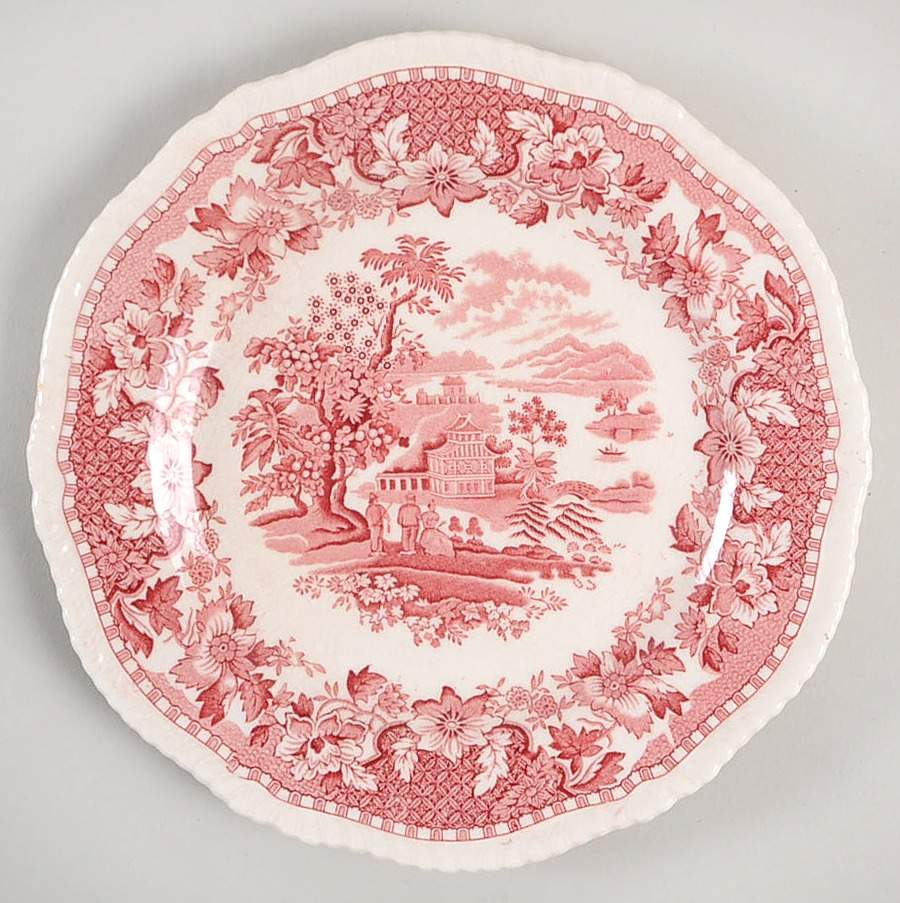 Seaforth Pink (Rope Edge, Scallop) Dessert/Pie Plate by Wood & Sons-1