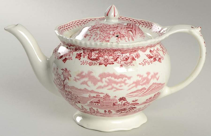Seaforth Pink (Rope Edge, Scallop) Teapot & Lid by Wood & Sons-1