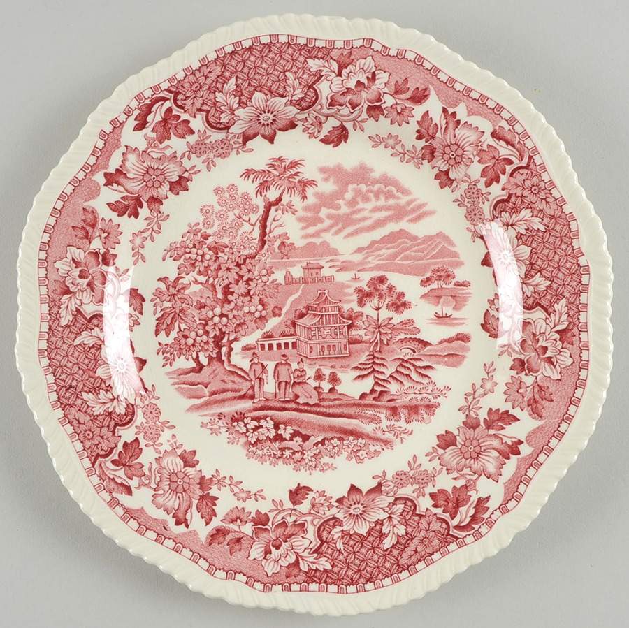 Seaforth Pink (Rope Edge, Scallop) Luncheon Plate by Wood & Sons-1