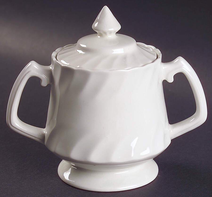 Camelot White Sugar Bowl & Lid by Wood & Sons-1