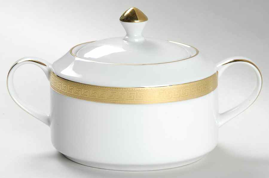 Pantheon Gold Sugar Bowl & Lid by Wallace Heritage (Japan)-1