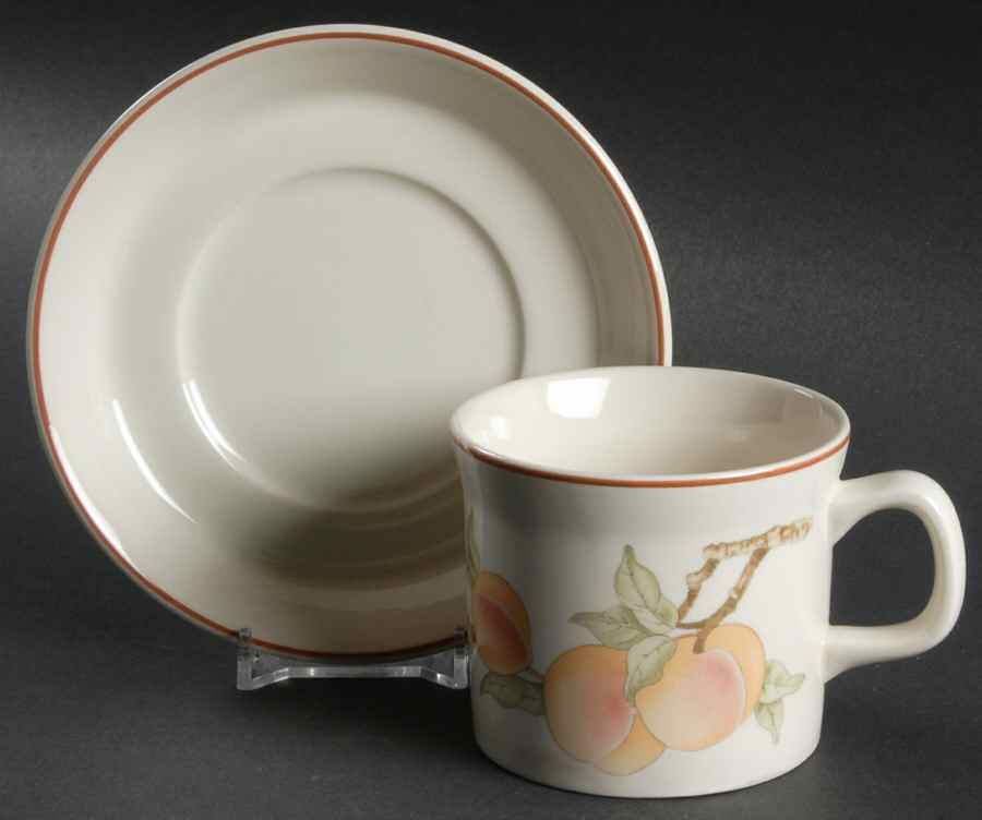Peach Flat Cup & Saucer Set by Wedgwood-1