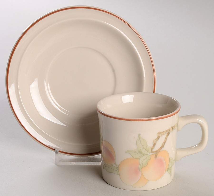 Peach Bond Shape Demitasse Cup and Saucer Set by Wedgwood-1