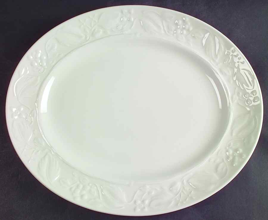 Botanical Relief 14" Oval Serving Platter by Wedgwood-1