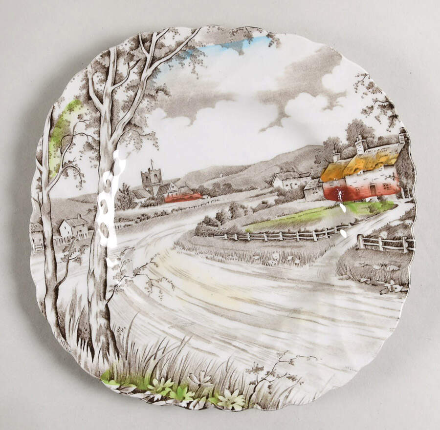 Country Lane Square Salad Plate by Wood & Sons-1