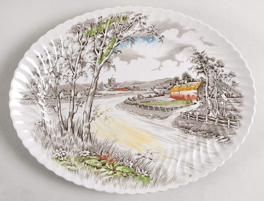 Country Lane 12" Oval Serving Platter by Wood & Sons-1