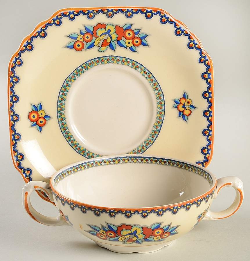 Manchu Flat Cream Soup Bowl & Saucer Set by Wedgwood-1