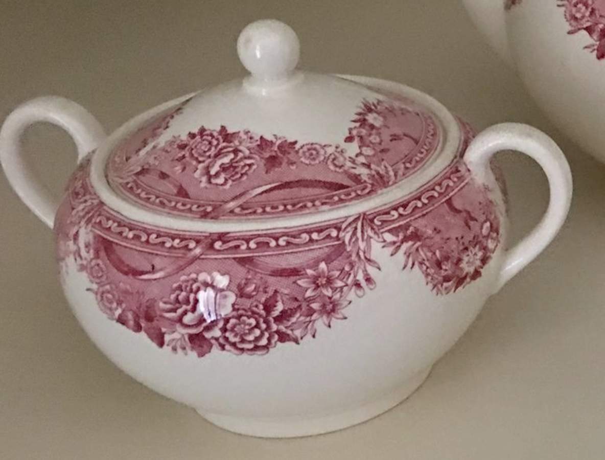 Salem College Pink Sugar Bowl & Lid by Wedgwood-1