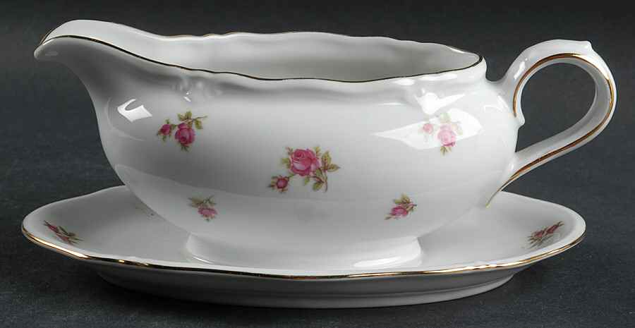 Rosette Gravy Boat with Attached Underplate by Winterling - Bavaria-1