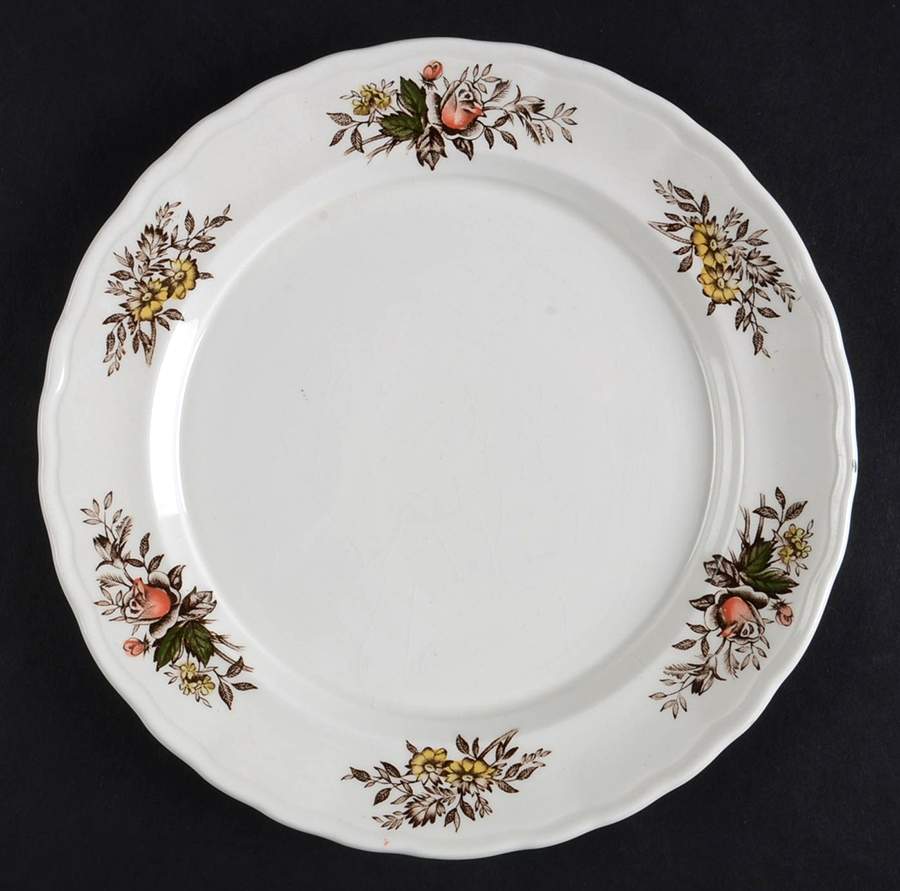 Rosedale Brown (No Rope Edge) Dessert/Pie Plate by Wood & Sons-1