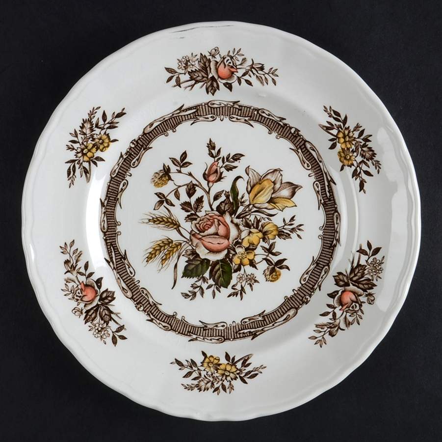 Rosedale Brown (No Rope Edge) Dessert/Pie Plate by Wood & Sons-1