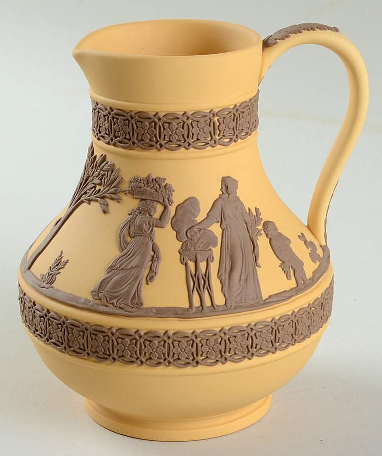 Taupe on Cane Jasperware 5" Etruscan Jug by Wedgwood-1