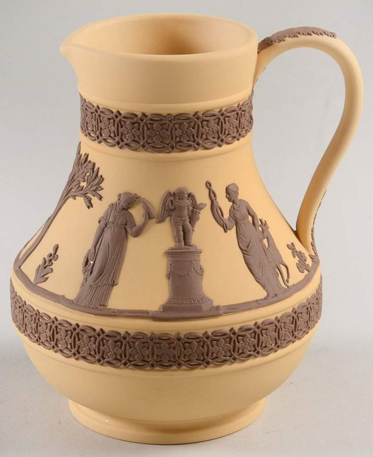 Taupe on Cane Jasperware 5" Etruscan Jug by Wedgwood-1