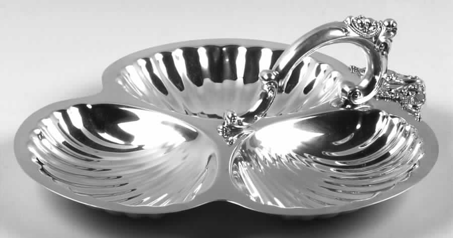 Baroque (Silverplate, Hollowware, Older) 3-Part Handled Plated Bon Bon Bowl by Wallace Silver-1