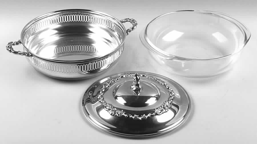 Baroque (Silverplate, Hollowware, Older) Silverplate Round Covered Casserole by Wallace Silver-1