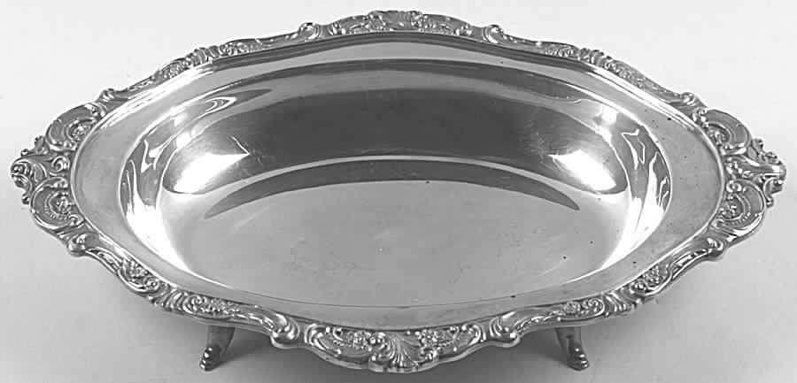 Baroque (Silverplate, Hollowware, Older) Footed Plated Oval Vegetable Bowl by Wallace Silver-1