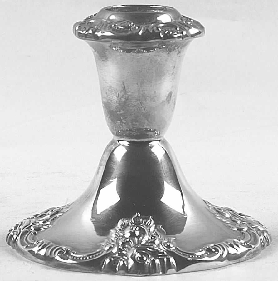 Baroque (Silverplate, Hollowware, Older) 3" Console Candleholder by Wallace Silver-1