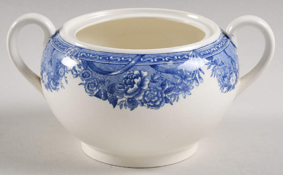 Salem College Blue Sugar Bowl No Lid by Wedgwood-1