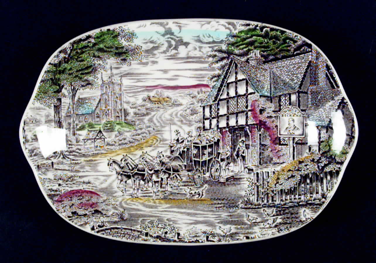 Dickens Coaching Days 10" Oval Serving Platter by Wedgwood-1