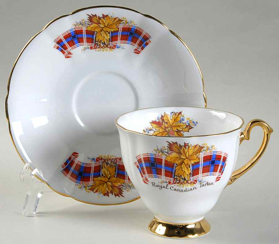 Royal Canadian Tartan Footed Cup & Saucer Set by Windsor (England)-1