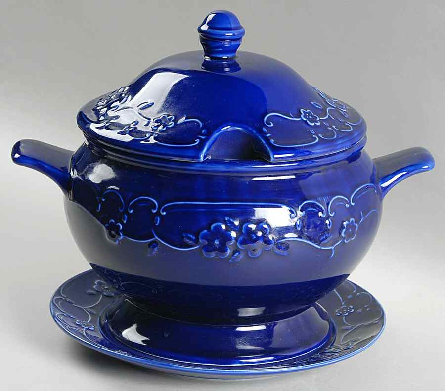 Angelica Blue Tureen & Lid w/Underplate by W Bach-1
