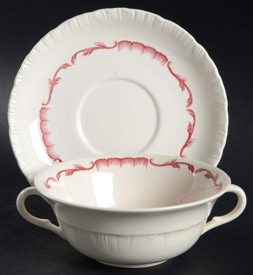 Salvator Red Flat Cream Soup & Saucer Set by Wedgwood-1